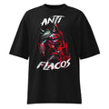 Anti Flacos Calaca Devil Red en playera oversize de gym Gymbros — diseño al frente