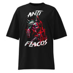 Anti Flacos Calaca Devil Red en playera oversize de gym Gymbros — diseño al frente