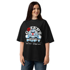 Ghostbusters Stay Puft Gozer Gym en playera oversize de gym Gymbros — en modelo femenina