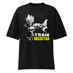 Goku Train Insaiyan Gym en playera oversize de gym Gymbros — diseño al frente