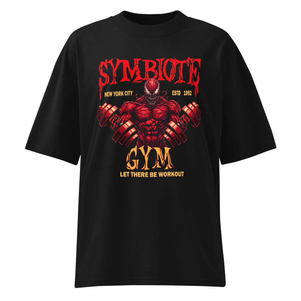 Carnage Symbiote Gym NYC en playera oversize de gym Gymbros — diseño al frente