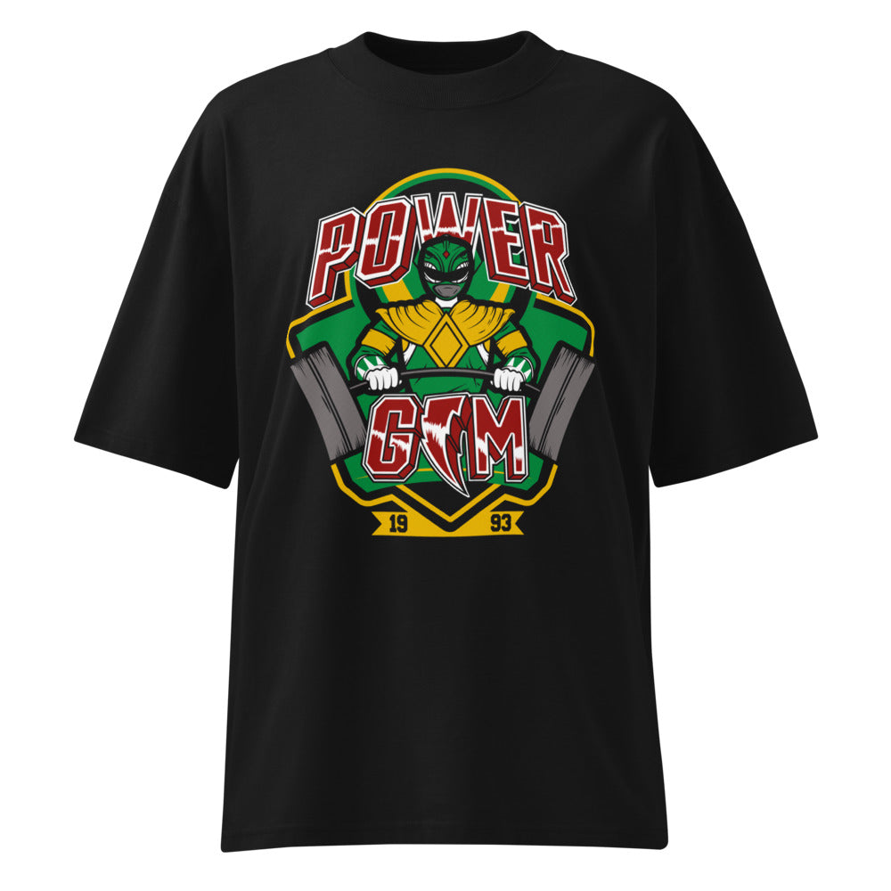 Green Power Ranger Gym en playera oversize de gym Gymbros — diseño al frente