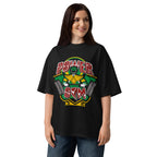 Green Power Ranger Gym en playera oversize de gym Gymbros — en modelo femenina
