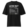 Gym Rat Nutrition Label en playera oversize de gym Gymbros — diseño al frente