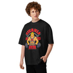He Man Eternia Gym I Have The Power en playera oversize de gym Gymbros — en modelo masculino