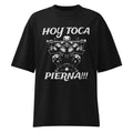 Hoy Toca Pierna Calaca Gym Barbell en playera oversize de gym Gymbros — diseño al frente