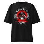 Kratos God Of War Gym Training en playera oversize de gym Gymbros — diseño al frente