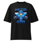 Mega Man Gym 1987 en playera oversize de gym Gymbros — diseño al frente