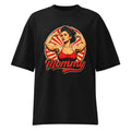 Mommy Pin Up Bodybuilder Flex en playera oversize de gym Gymbros — diseño al frente