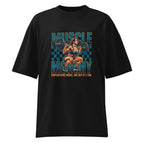 Muscle Mommy Squat Barbell Checkered Gym en playera oversize de gym Gymbros — diseño al frente