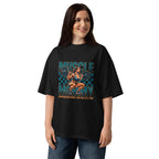 Muscle Mommy Squat Barbell Checkered Gym en playera oversize de gym Gymbros — en modelo femenina