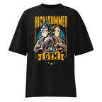 Rick And Summer Gym Adventure en playera oversize de gym Gymbros — diseño al frente
