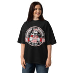 Super Mario Plumber Strong Gym en playera oversize de gym Gymbros — en modelo femenina