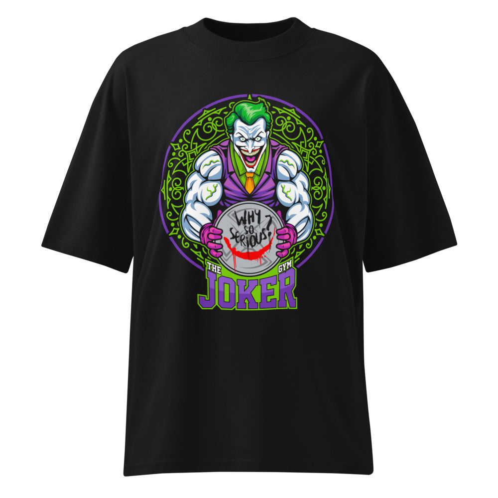 The Joker Why So Serious Gym en playera oversize de gym Gymbros — diseño al frente