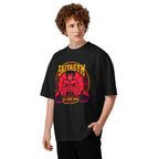 Vegeta Saiyan Gym Over 9000 en playera oversize de gym Gymbros — en modelo masculino
