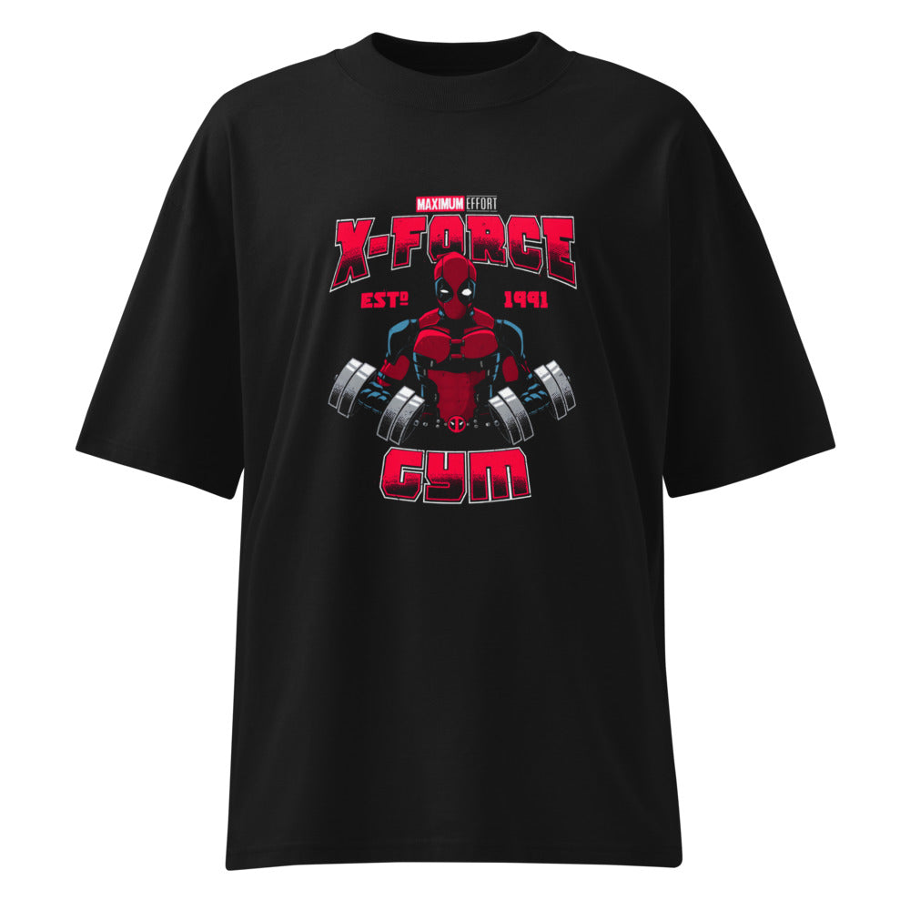 X Force Deadpool Gym en playera oversize de gym Gymbros — diseño al frente
