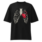 Ribcage Kettlebell en playera oversize de gym Gymbros — diseño al frente (vista fantasma)