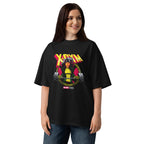 Rebel Squad en playera oversize de gym Gymbros — modelo femenina usándola