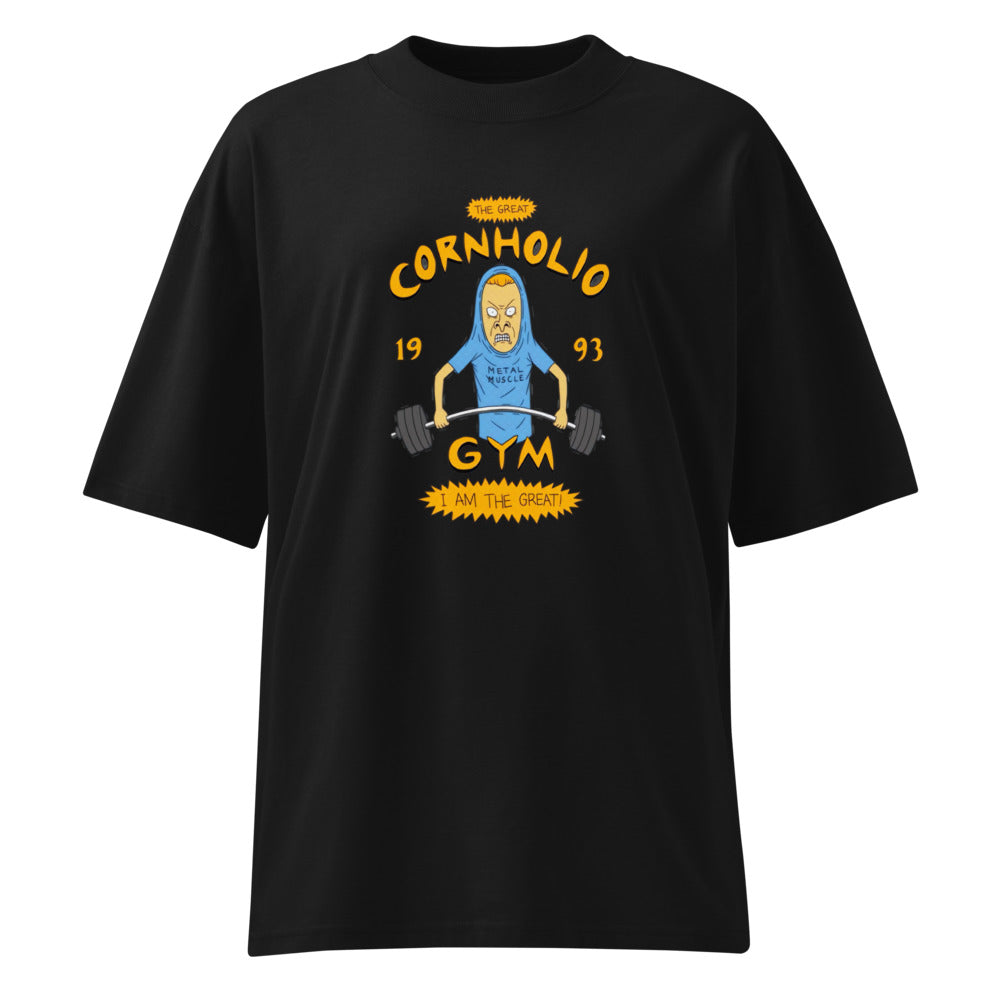 I Am Gym Legend en playera oversize de gym Gymbros — diseño al frente (vista fantasma)
