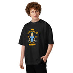 I Am Gym Legend en playera oversize de gym Gymbros — modelo masculino usándola