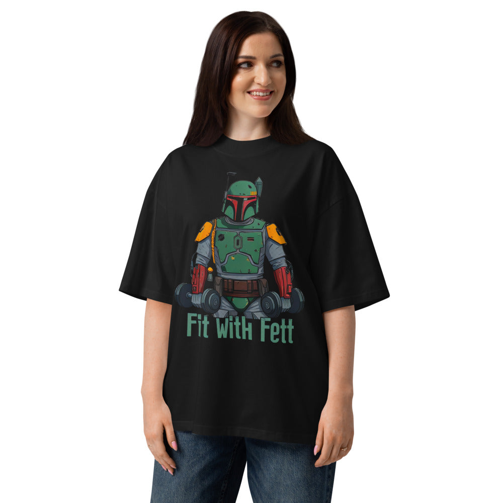Bounty Fitness en playera oversize de gym Gymbros — modelo femenina usándola