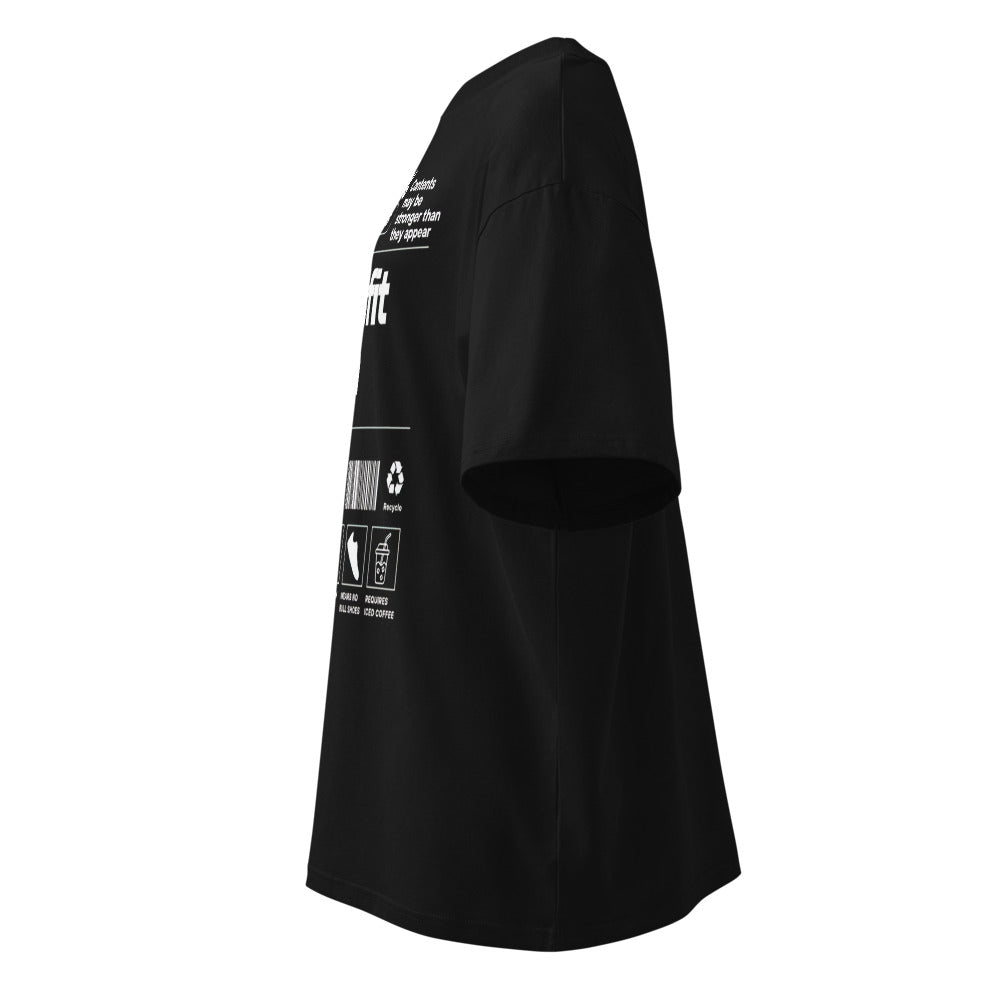 Crossfit Chica Nutrition Label en playera oversize de gym Gymbros — vista lateral