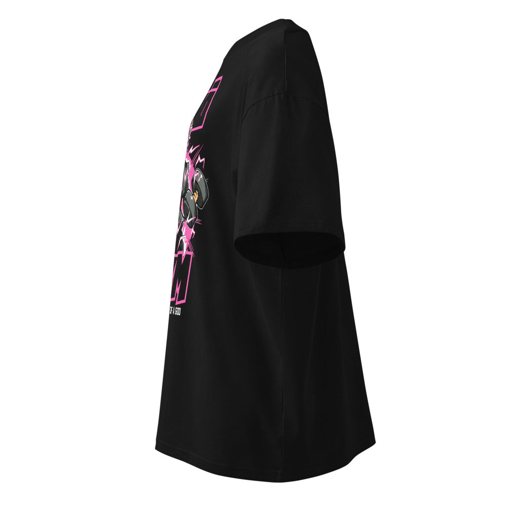 Goku Black Rose Kaio Gym en playera oversize de gym Gymbros — vista lateral