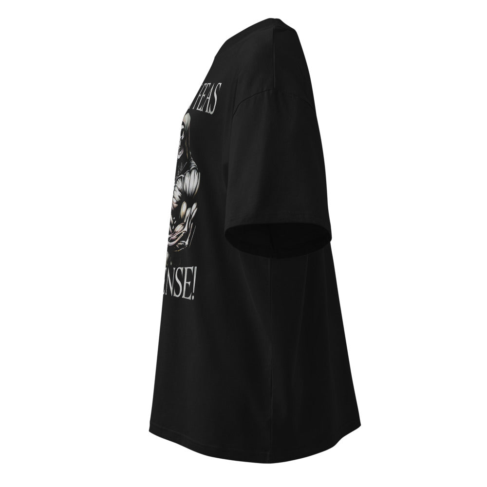 Gordas Y Feas Alejense Calaca en playera oversize de gym Gymbros — vista lateral