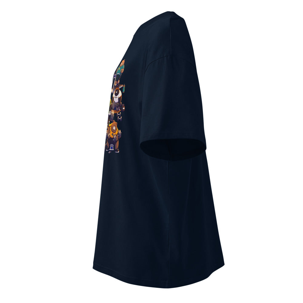 Gym Bears Club en playera oversize de gym Gymbros — vista lateral (fantasma)