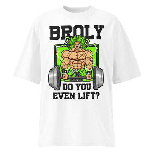 Broly Do You Even Lift Gym en playera oversize de gym Gymbros — diseño al frente