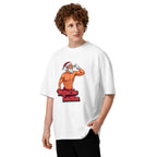 Flex Mode Santa en playera oversize de gym Gymbros — modelo masculino usándola