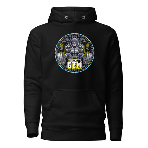 Batman Gotham City Gym en hoodie de gym Gymbros — diseño al frente