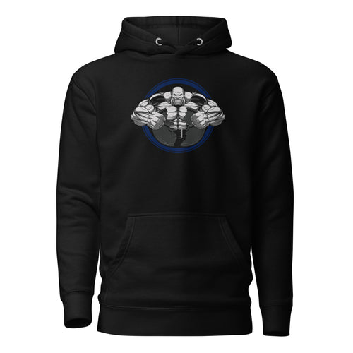Bodybuilder Muscle Flex Emblem en hoodie de gym Gymbros — diseño al frente