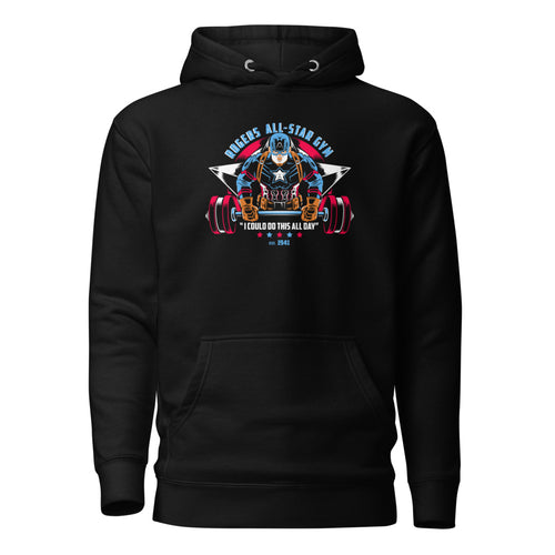 Captain America Rogers All Star Gym en hoodie de gym Gymbros — diseño al frente