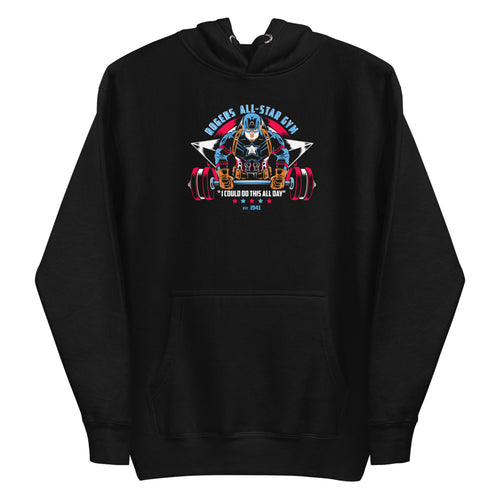Captain America Rogers All Star Gym en hoodie de gym Gymbros — plano del producto