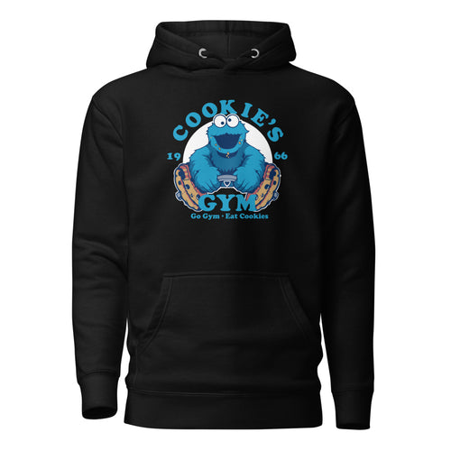 Cookie Monster Gym en hoodie de gym Gymbros — diseño al frente