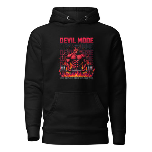 Devil Mode Gym Bodybuilder 2 en hoodie de gym Gymbros — diseño al frente