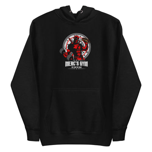 Deadpool Merc Gym No Pain No Gain en hoodie de gym Gymbros — plano del producto