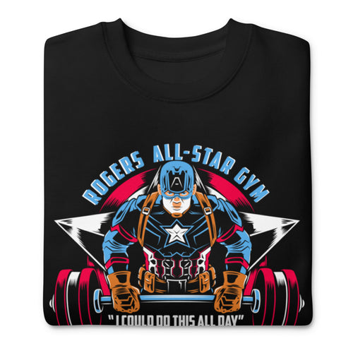 Captain America Rogers All Star Gym en suéter de gym Gymbros — doblada