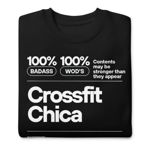 Crossfit Chica Nutrition Label en suéter de gym Gymbros — doblada