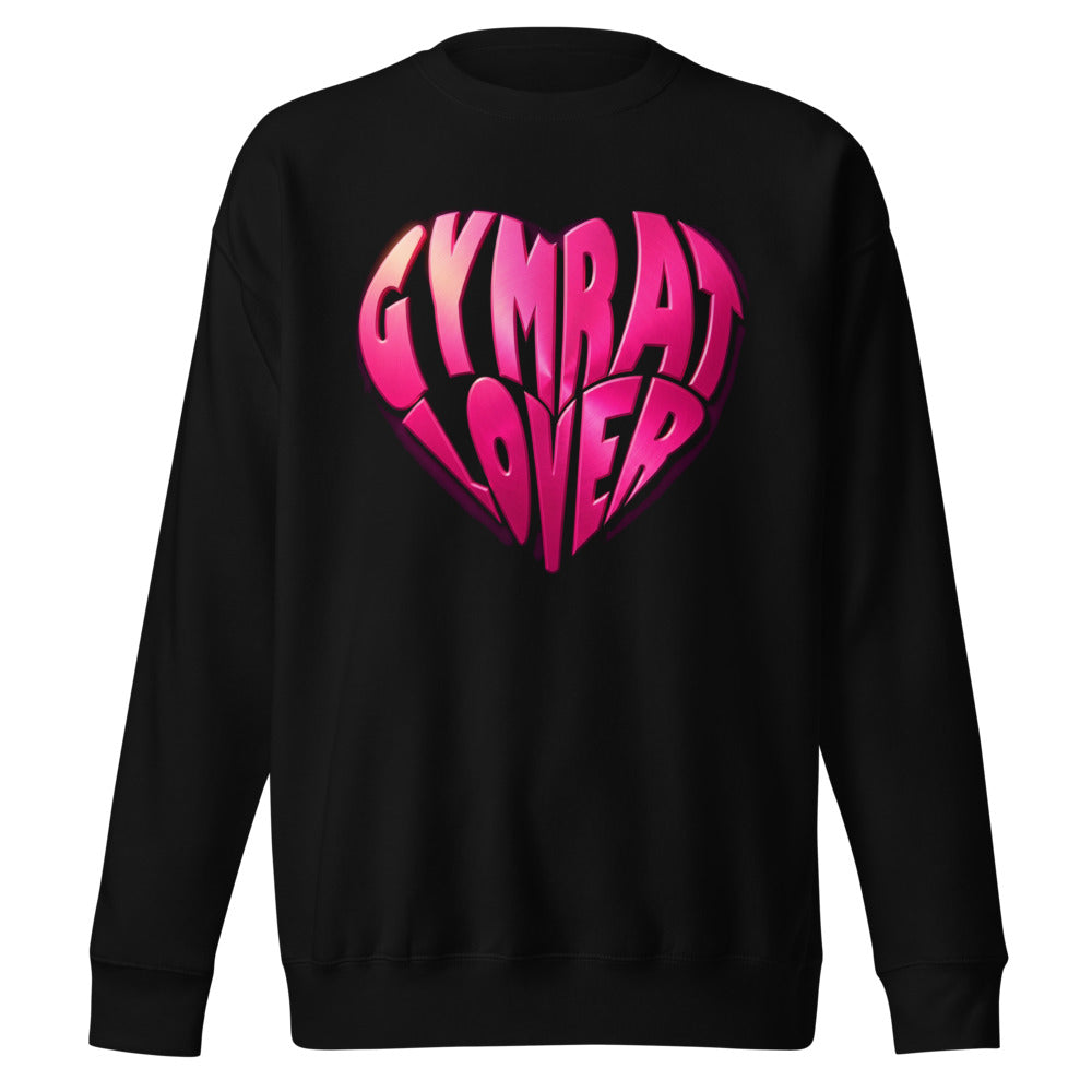 Suéter negro Gymrat Lover Heart Pink Typography frente