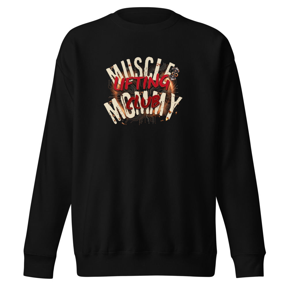 Suéter negro Muscle Mommy Lifting Club Circuit Text frente