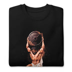 Suéter negro Atlas Classical Statue Barbell Gym doblado