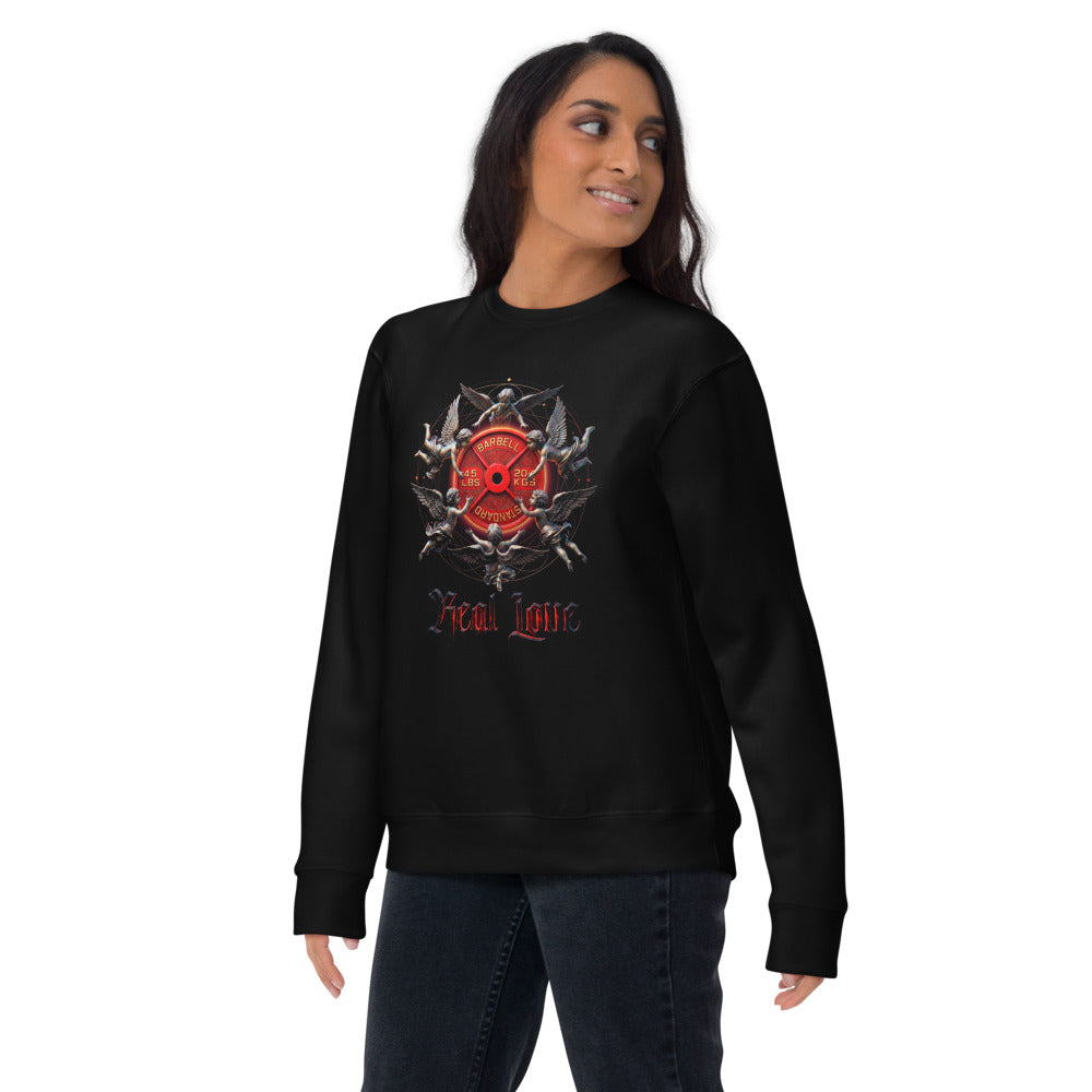 Suéter negro Barbell Real Love Angels Emblem lifestyle mujer