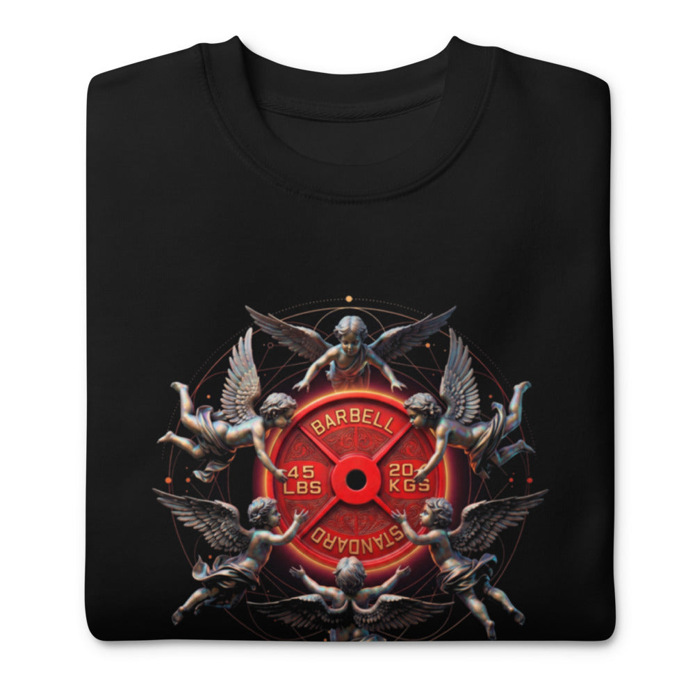 Suéter negro Barbell Real Love Angels Emblem doblado