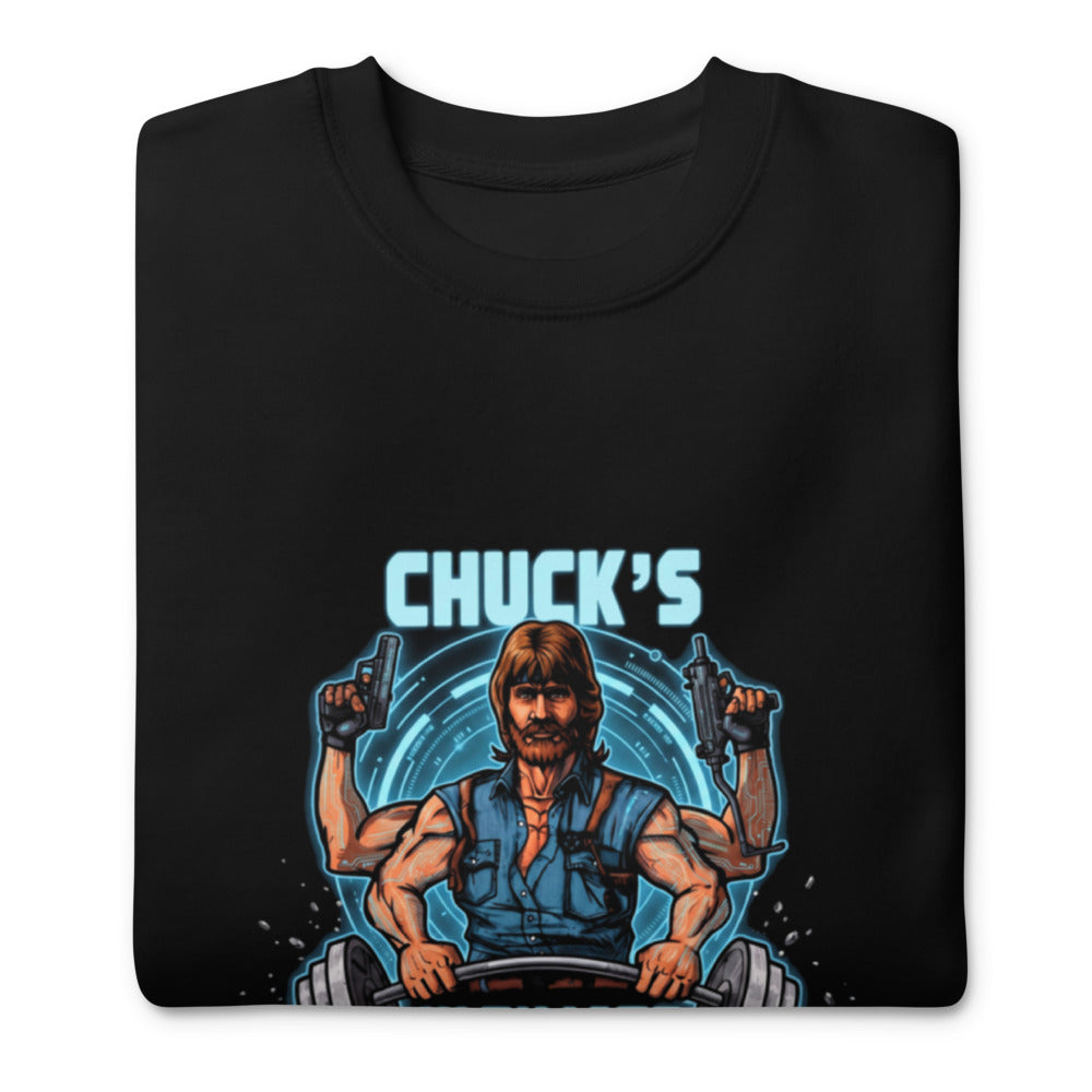 Suéter negro Chuck Norris Ultimate Gym Barbell doblado