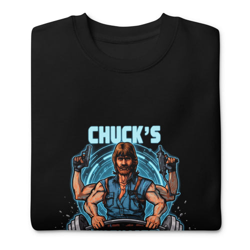 Suéter negro Chuck Norris Ultimate Gym Barbell doblado