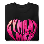 Suéter negro Gymrat Lover Heart Pink Typography doblado