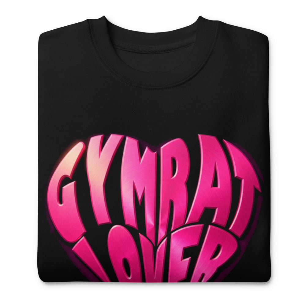 Suéter negro Gymrat Lover Heart Pink Typography doblado