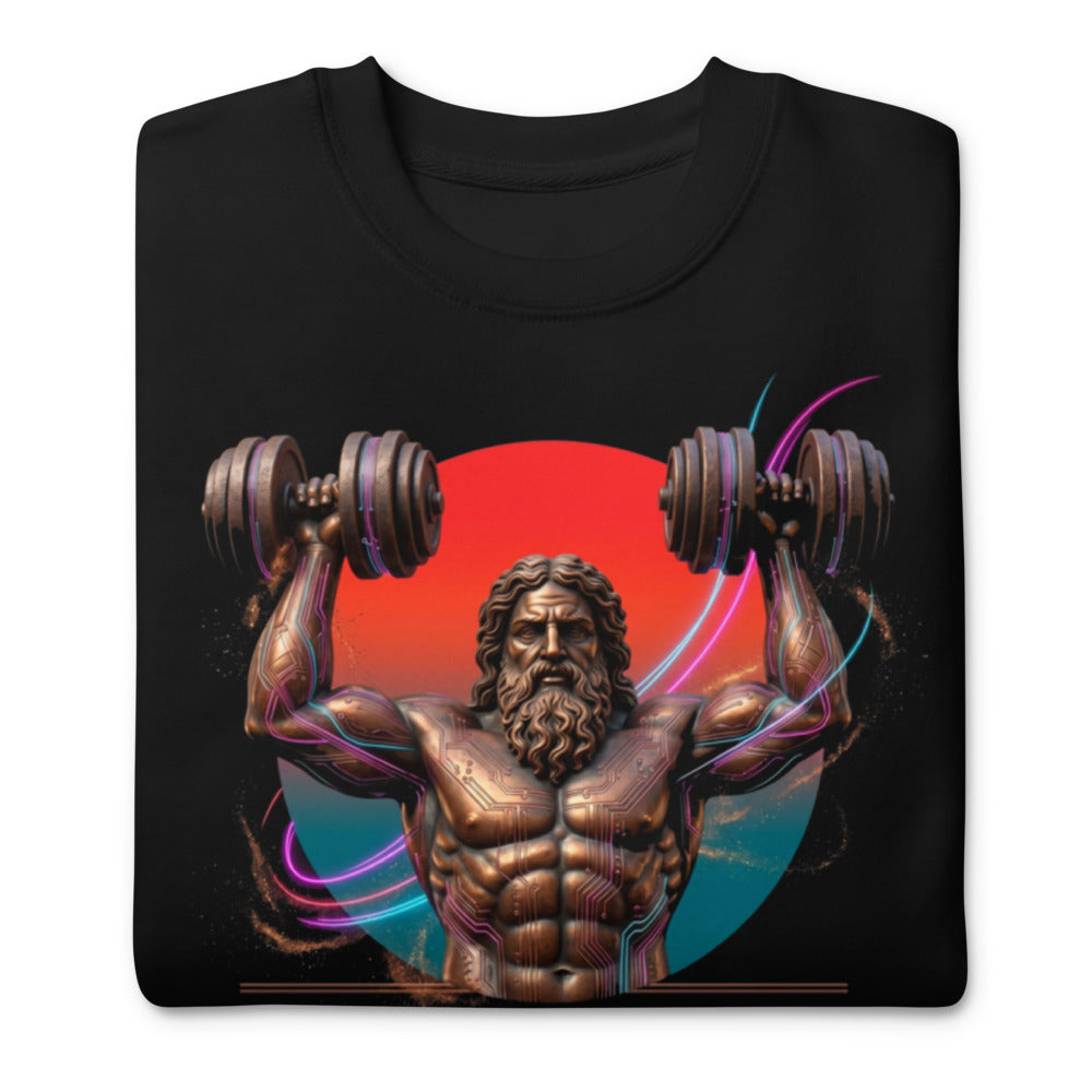 Suéter negro Heavy Lifting Statue Gym doblado